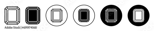 Rectangular diamond icon. precious square royal gem stone jewelry crystal mineral metal symbol mark. rectangular luxury gemstone or elegant ruby topaz jewel vector logo. diamond crystal cut sign