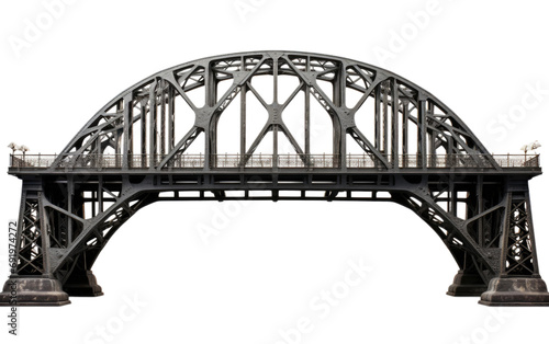 Long Steel Bridge on White or PNG Transparent Background.