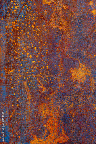 Blue orange metal sheet surface for grunge background.