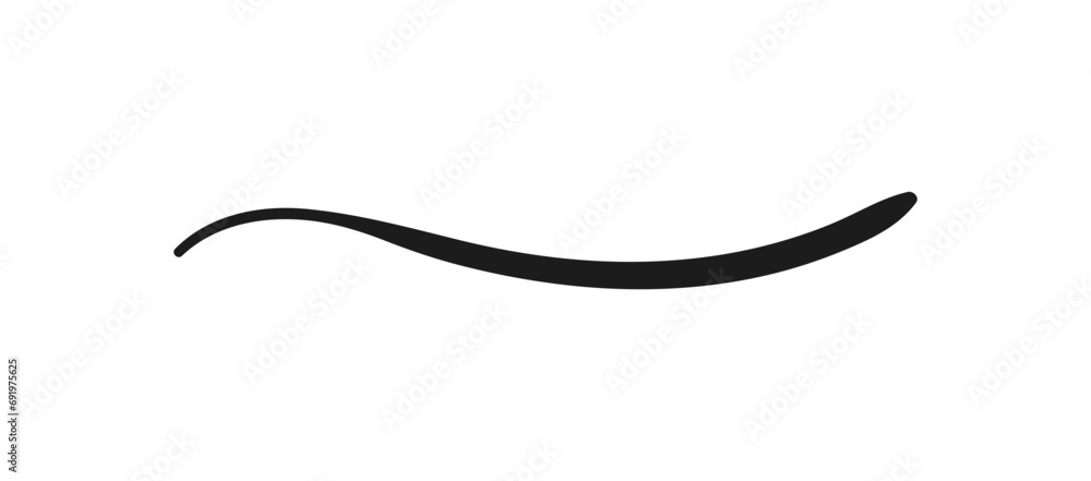 Swoosh and swoops underline typography tail shape. Brush drawn thick curved smear. Hand drawn curly swish, swash, squiggle, twiddle. Vector calligraphy doodle swirl. Vector Underlined icon. Swoosh and swoops underline typography tail shape. Brush drawn thick curved smear. Hand drawn curly swish, swash, squiggle, twiddle. Vector calligraphy doodle swirl. Vector Underlined icon.