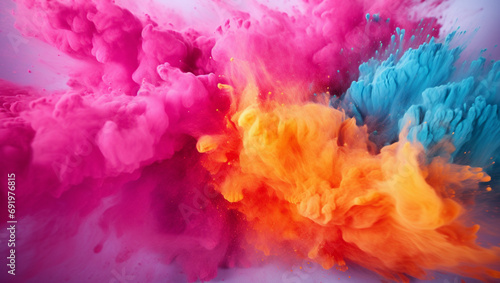 Colorful dust. An explosion of particles of bright colors. Colored background with lots of dust of different colors, explosion of colors.