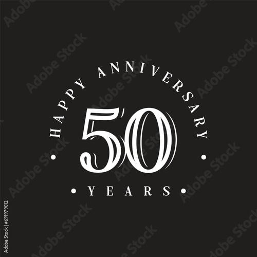 50 Year Anniversary Logo, Golden Color, Vector Template Design element for birthday, invitation, wedding, jubilee illustration.