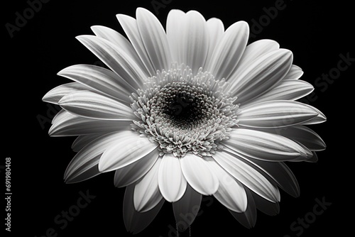  a black and white photo of a flower on a black background with the center of the flower in the center of the flower.