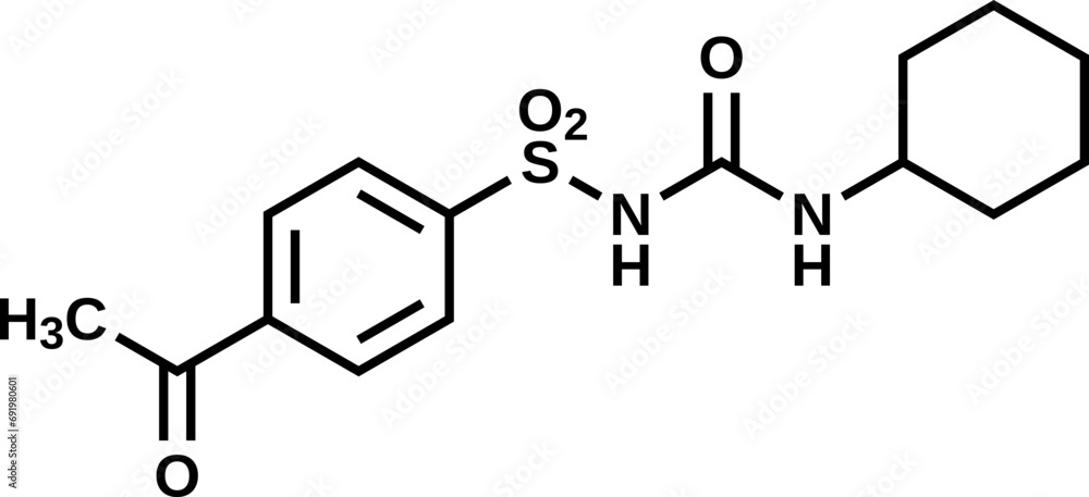 Acetohexamide structural formula, vector illustration Acetohexamide structural formula, vector illustration