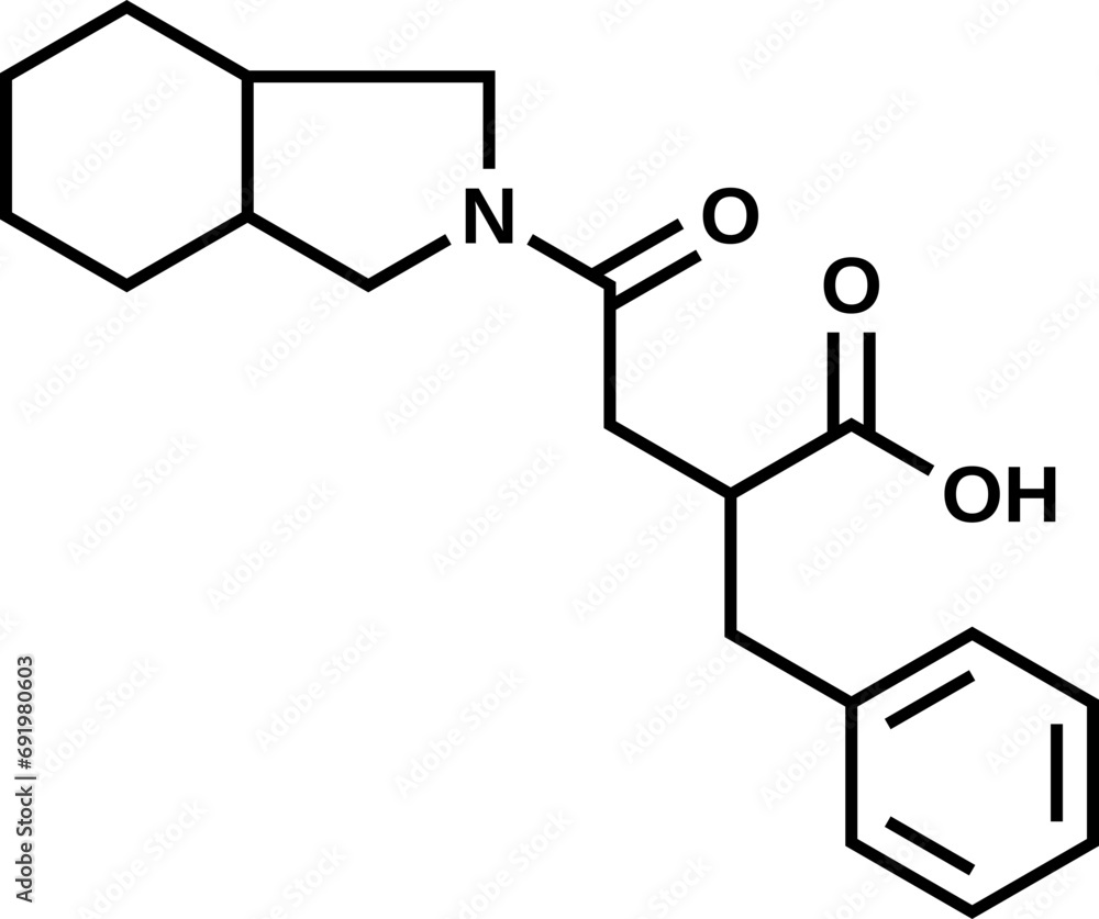 Fototapeta premium Mitiglinide structural formula, vector illustration