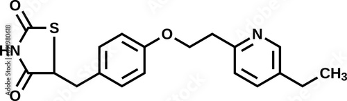 Pioglitazone structural formula, vector illustration 