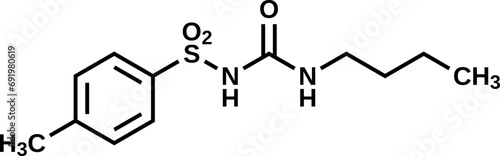 Tolbutamide structural formula, vector illustration photo