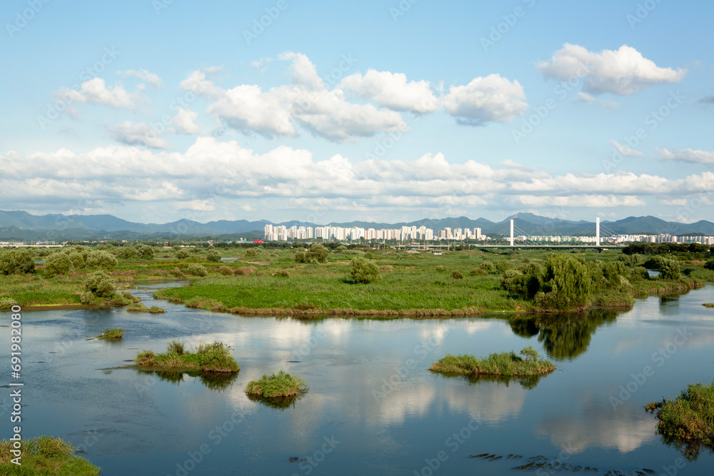 landscape with river and sky landscape with river and sky