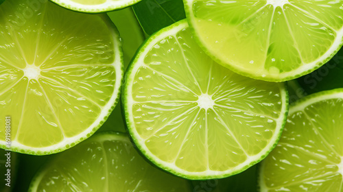 Close up of lime slices background
