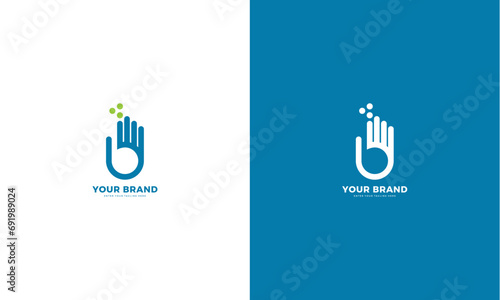 Reading finger logo, letter b. Graphic design vector