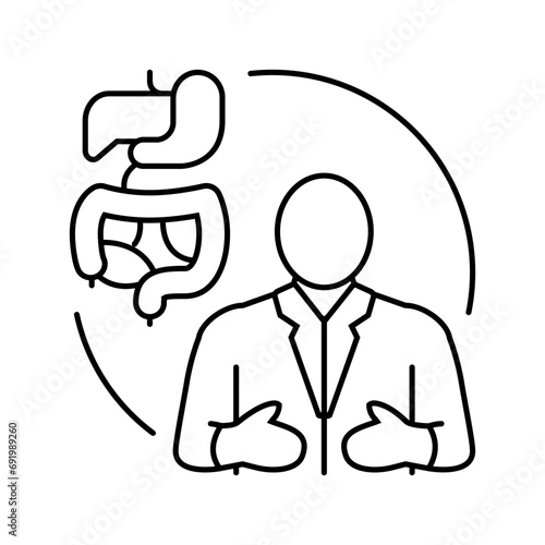 gastrointestinal doctor line icon vector. gastrointestinal doctor sign. isolated contour symbol black illustration