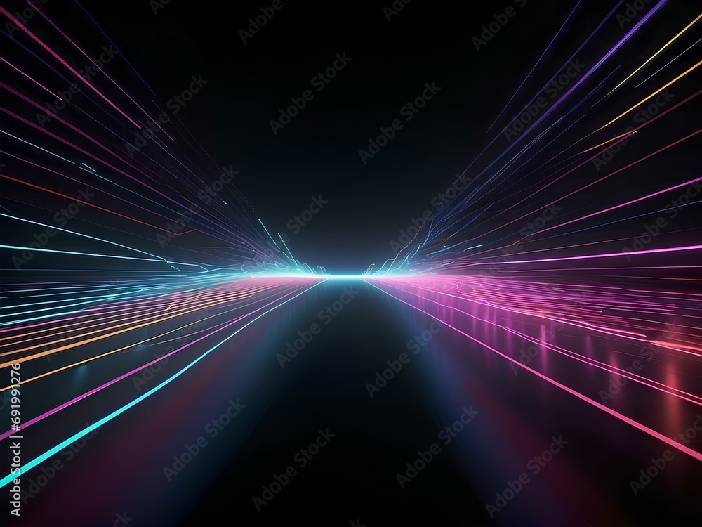 Fototapeta premium abstract background glowing rays of light, glowing lines, black background, for design, isolated