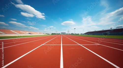 Athletics track, ready for competition. Without people,