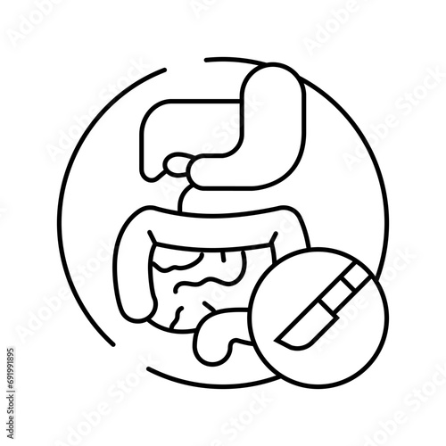 gastrointestinal surgery line icon vector. gastrointestinal surgery sign. isolated contour symbol black illustration