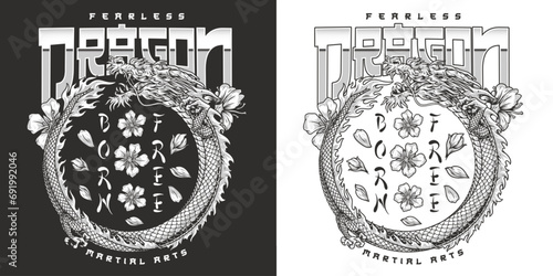 Free fearless dragon monochrome sticker