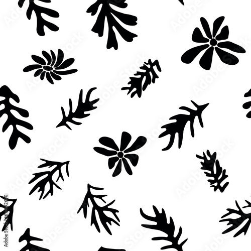 Trendy floral seamless pattern black and white floral pattern
