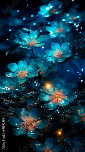 wallpaper of blue flowers made with 3D