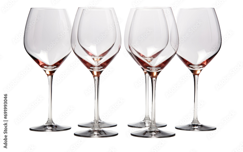 Collection of Stunning Set of High Quality Wine Glasses on White or PNG Transparent Background