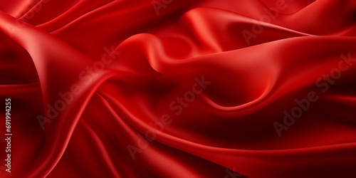 Texture, background, pattern. The texture of a beautiful red flowing silk fabric. Beautiful soft silk fabric.