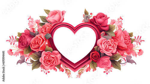 Valentines day background with watercolor heart and roses. Vector illustration.