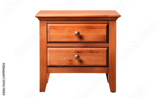 Charming Wooden Bedside Table on White or PNG Transparent Background