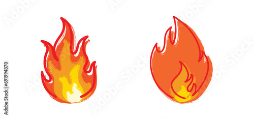 Slogan hot sale or big deal. Ablaze. Red, orange and yellow Fire flames. Cartoon, flame with burning red hot sparks. Drawn, flat vector flamme icon. Drawing burn, bonfire flames pattern. Torch flame.