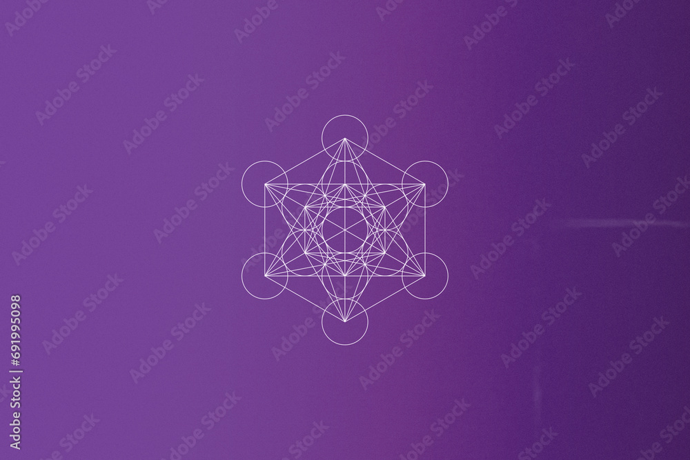 Purple light leak background with sacred geometry in Metatron's cube ...