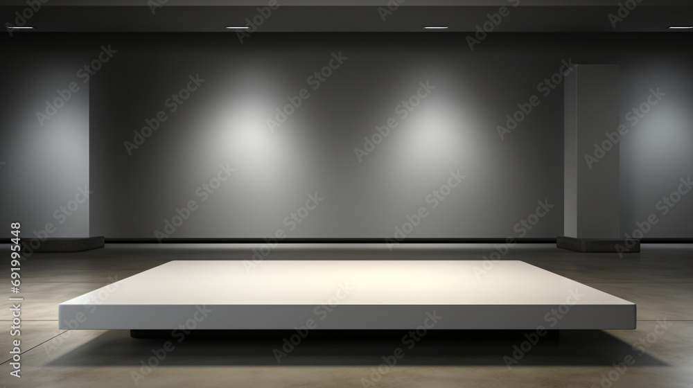 Large white platform Gallery style podium for product presentation and advertising Large white platform Gallery style podium for product presentation and advertising