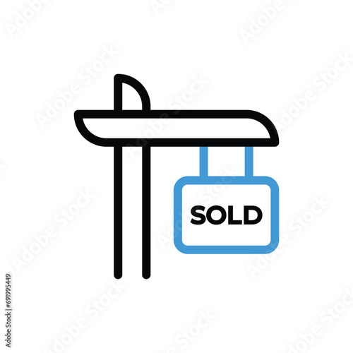  sold sign board icon vector stock illustration
