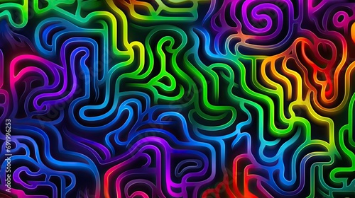 Abstract design background featuring a colorful maze pattern. The intricate design weaves a tapestry of vibrant hues, creating a visually captivating and dynamic artistic composition.