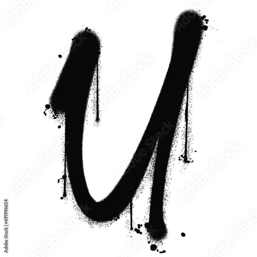 Vector graffiti spray paint alphabet U in isolated background