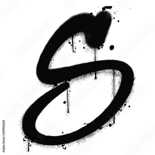Vector graffiti spray paint alphabet S in isolated background
