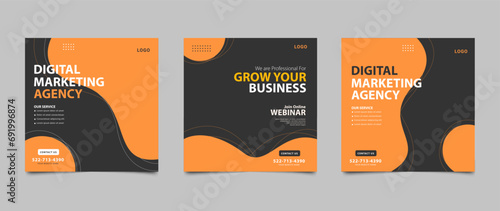 Digital marketing agency business social media post template. Modern square banner design for business promotion. Illustration