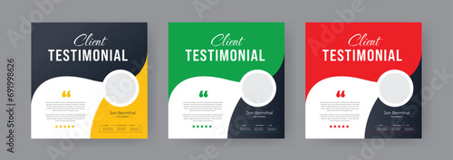 client testimonial design. client feedback or customer review  social media web banner set.