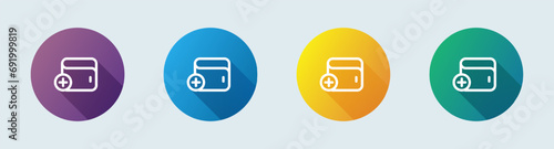 Add wallet line icon in flat design style. Payment signs vector illustration.