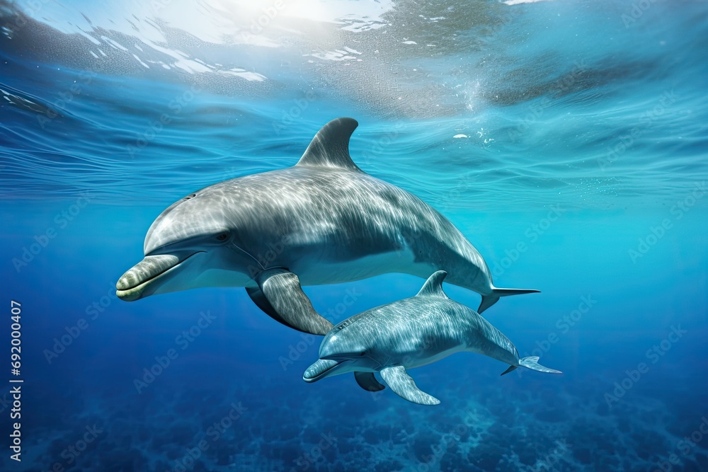 dolphin in the blue water