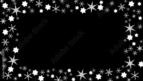 Animated Christmas frame made of snowflakes and stars