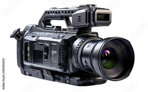 Black Color Compact and Digital Video Camera on White or PNG Transparent Background. photo