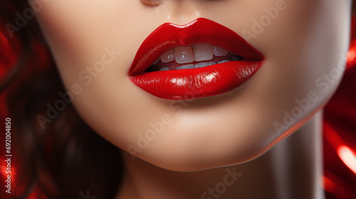 close up lips with red lipstick © natalikp