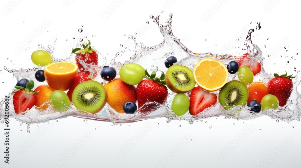 Juicy Citrus Fruit Splash in Studio with Colorful Berry Variation Juicy Citrus Fruit Splash in Studio with Colorful Berry Variation