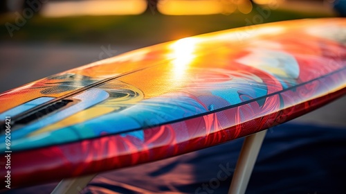 Painted Surfboard at Sunset