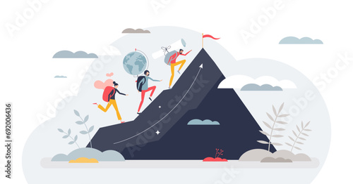 Life ambitions, relationship and work balance for gen Z tiny person concept, transparent background. Life harmony with happiness objectives and career goals illustration. Choice between love.