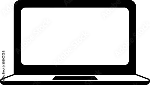 Laptop silhouette icon in black color. Vector template design.