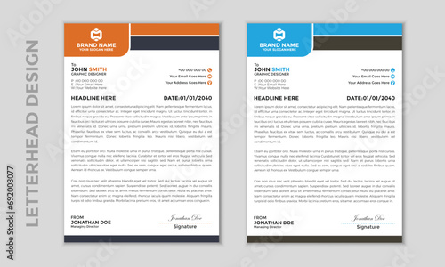 Modern corporate clean and professional business letterhead design template with color variation and bundle