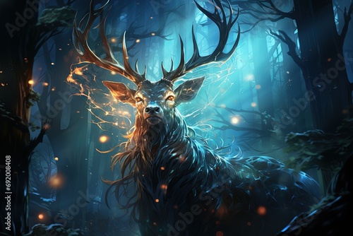 majestic stag deer witch animal illustration © Izanbar MagicAI Art