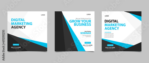 Digital marketing agency banner template for social media posts. Modern square banner design for business promotion. Illustration