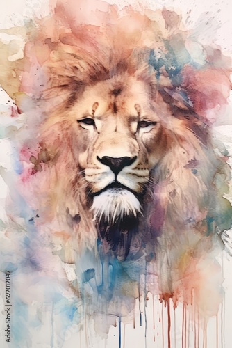 Abstract Lions Through Collage, Newsprint, and Rich Textures in Muted Colors and Thick Paint. Perfect for wall art © Matthew