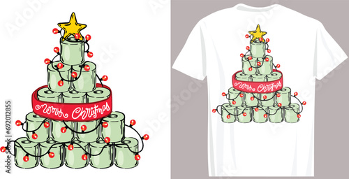 Christmas T-Shirt Design: Festive Merchandise and Hand-Drawn Typography for Christian Quotes on Apparel Fashion