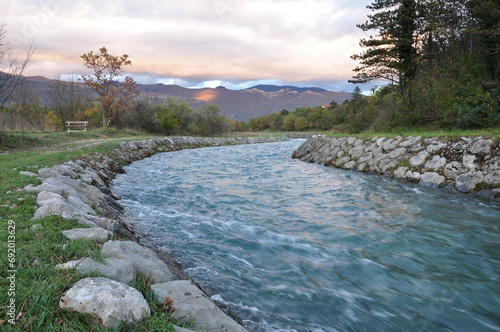 The Susica River as it flows through the village of Drazice near Rijeka city, Croatia.  This small river flows only when come heavy rain. photo