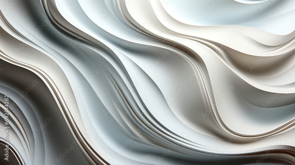 An ethereal and mesmerizing abstract art piece, showcasing a delicate interplay of white and grey waves, evoking a sense of tranquility and modern sophistication